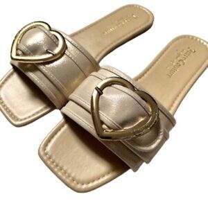 Juicy Couture Zapphire 2 Heart Buckle Slide Flat Sandals Size 8